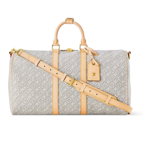 Louis Vuitton Keepall Bandoulière 45 Monogram Emblème Travel Bag Gray 45cm M29670
