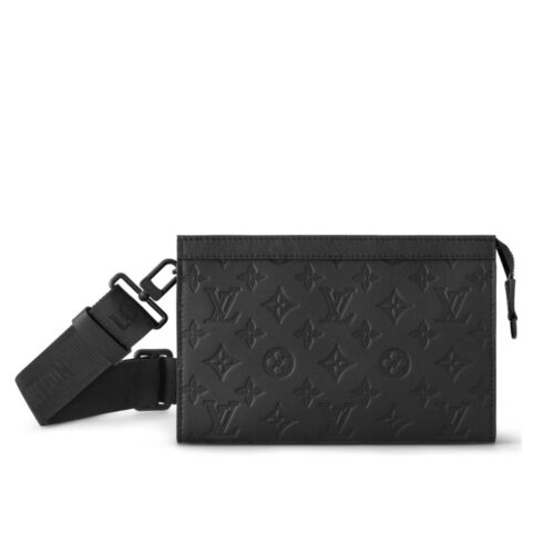 Louis Vuitton Gaston Wearable Wallet Monogram Shadow Crossbody Bag Black 22Cm M81115