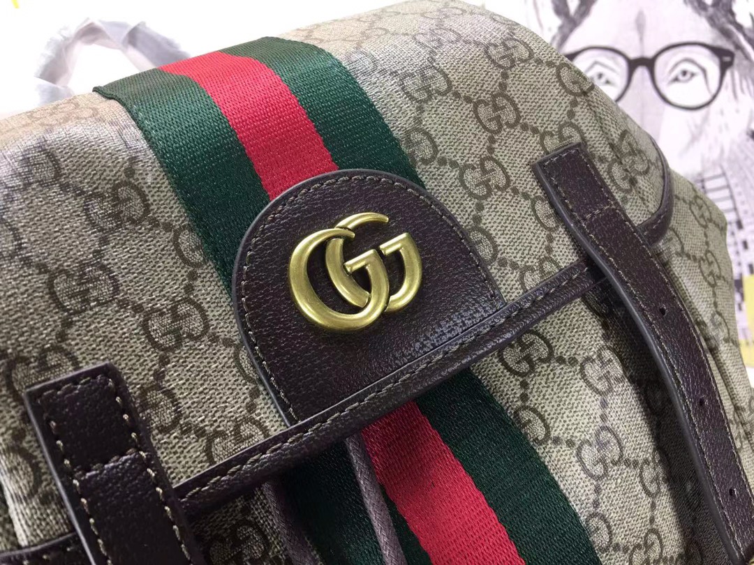 Gucci Ophidia Medium GG Supreme Canvas Backpack Beige Brown 40cm 598140 HUHAT 8564 - Image 5