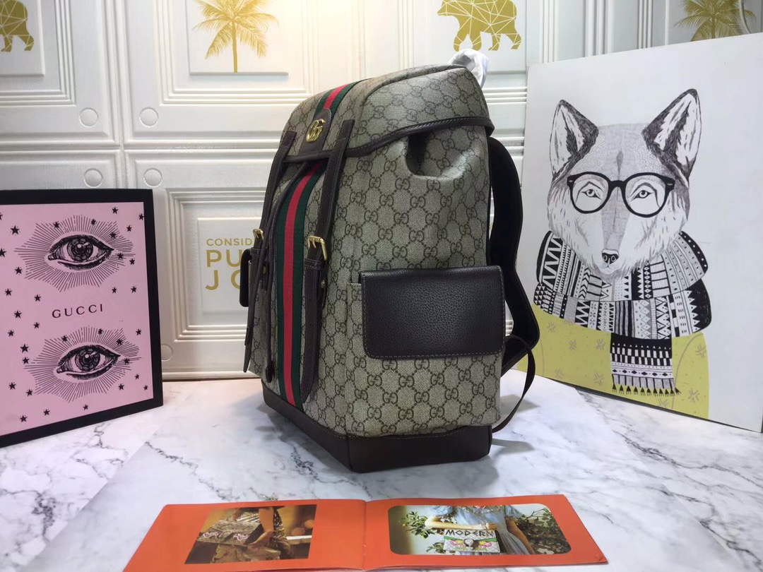 Gucci Ophidia Medium GG Supreme Canvas Backpack Beige Brown 40cm 598140 HUHAT 8564 - Image 3