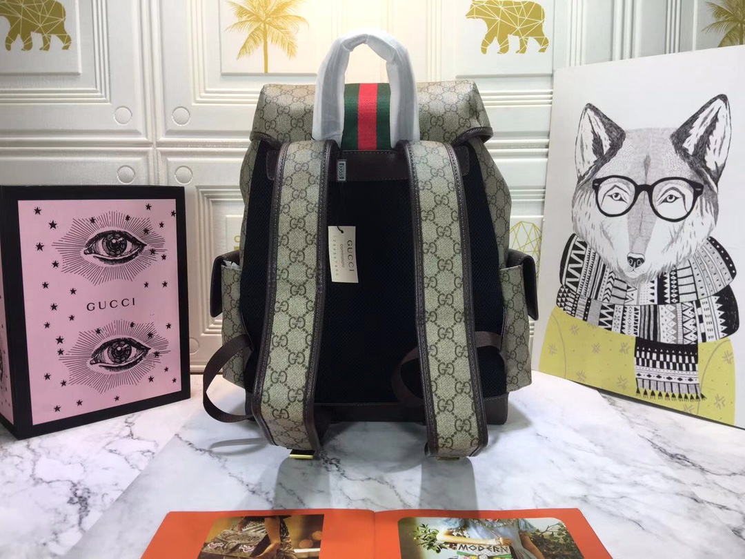 Gucci Ophidia Medium GG Supreme Canvas Backpack Beige Brown 40cm 598140 HUHAT 8564 - Image 4