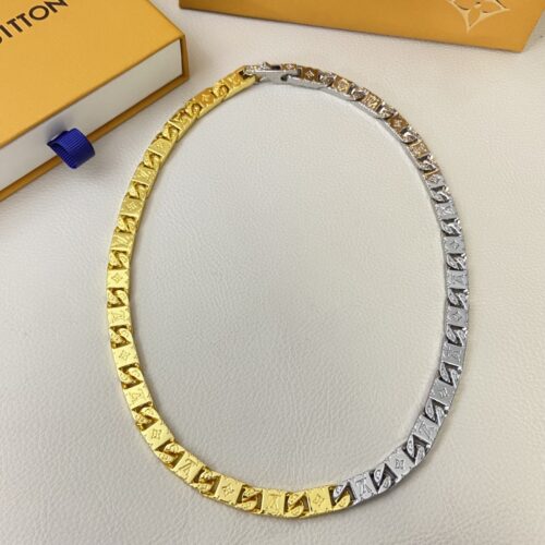 Alternative view of Louis Vuitton Monogram Tied Up Stainless Steel Necklace Gold And Silver M02229