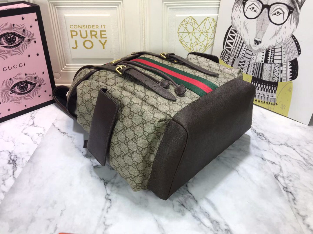 Gucci Ophidia Medium GG Supreme Canvas Backpack Beige Brown 40cm 598140 HUHAT 8564 - Image 7