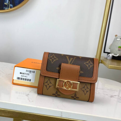 Alternative view of Louis Vuitton Dauphine Compact Monogram Reverse Canvas Wallet Brown 12cm M68725
