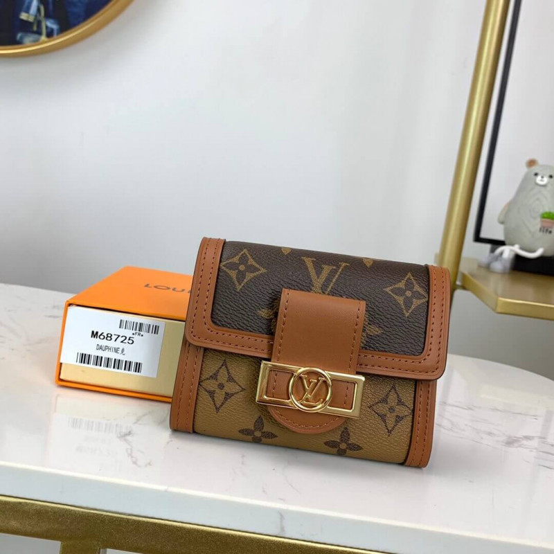 Louis Vuitton Dauphine Compact Monogram Reverse Canvas Wallet Brown 12cm M68725 - Image 2
