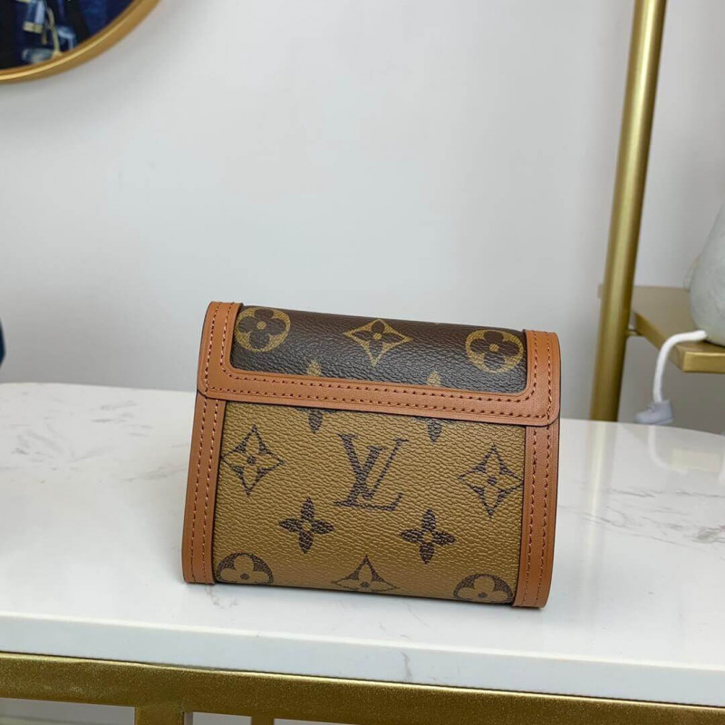 Louis Vuitton Dauphine Compact Monogram Reverse Canvas Wallet Brown 12cm M68725 - Image 3