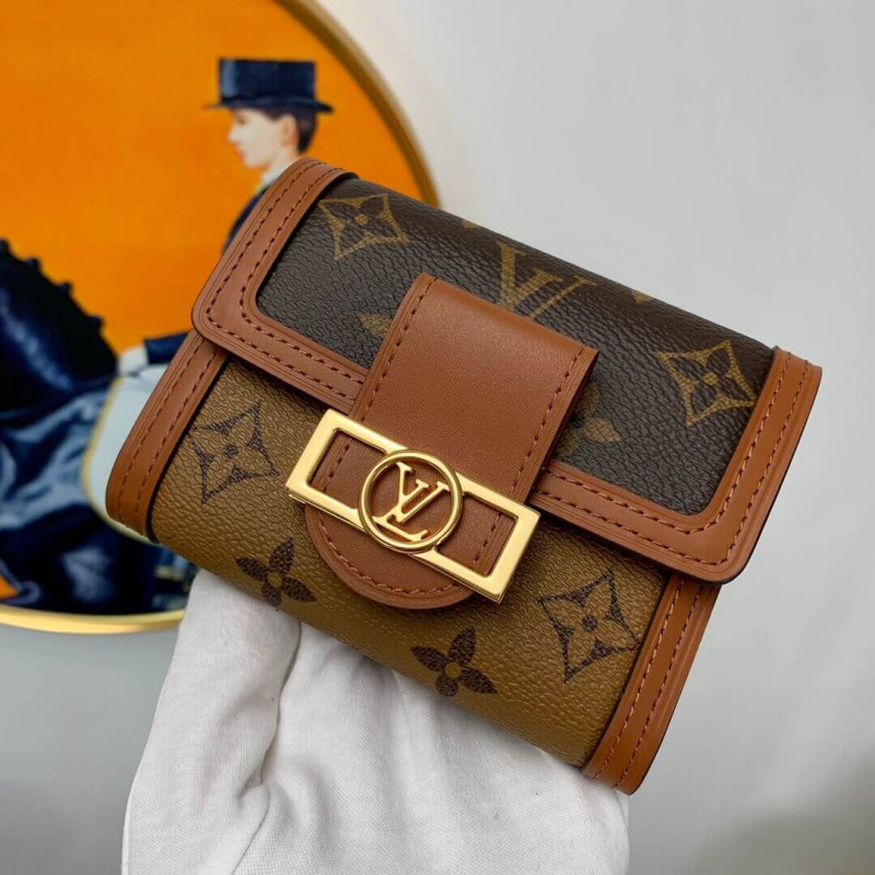 Louis Vuitton Dauphine Compact Monogram Reverse Canvas Wallet Brown 12cm M68725 - Image 4