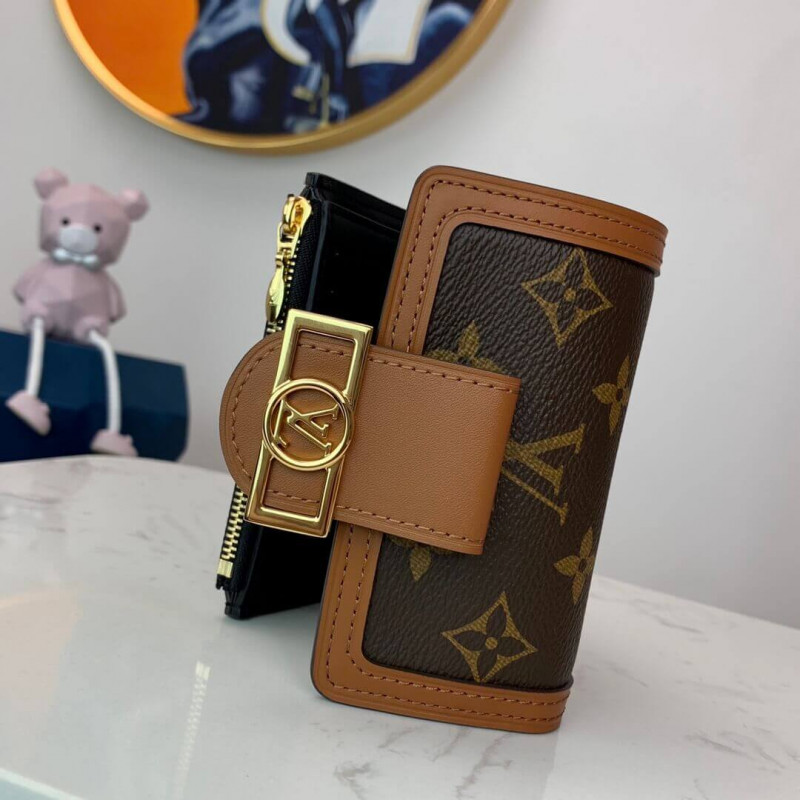 Louis Vuitton Dauphine Compact Monogram Reverse Canvas Wallet Brown 12cm M68725 - Image 5