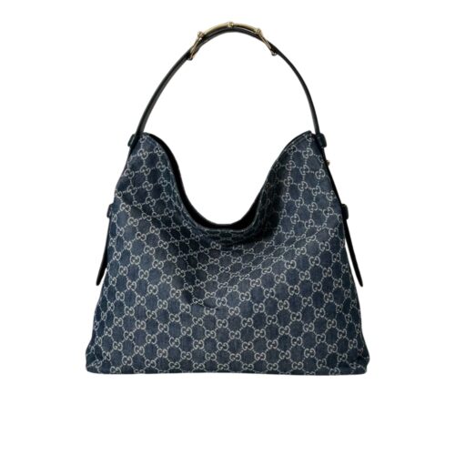Gucci Beatrix Large GG Denim Tote Bag Blue And White 40Cm